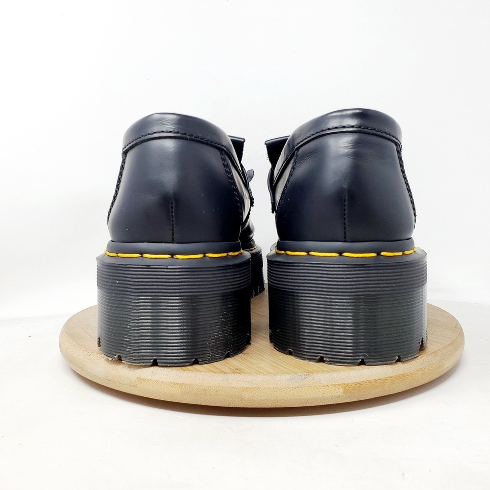 Dr. Martens Black Leather Platform Tassel Loafers with Yellow Stitch - Picture 8 of 14